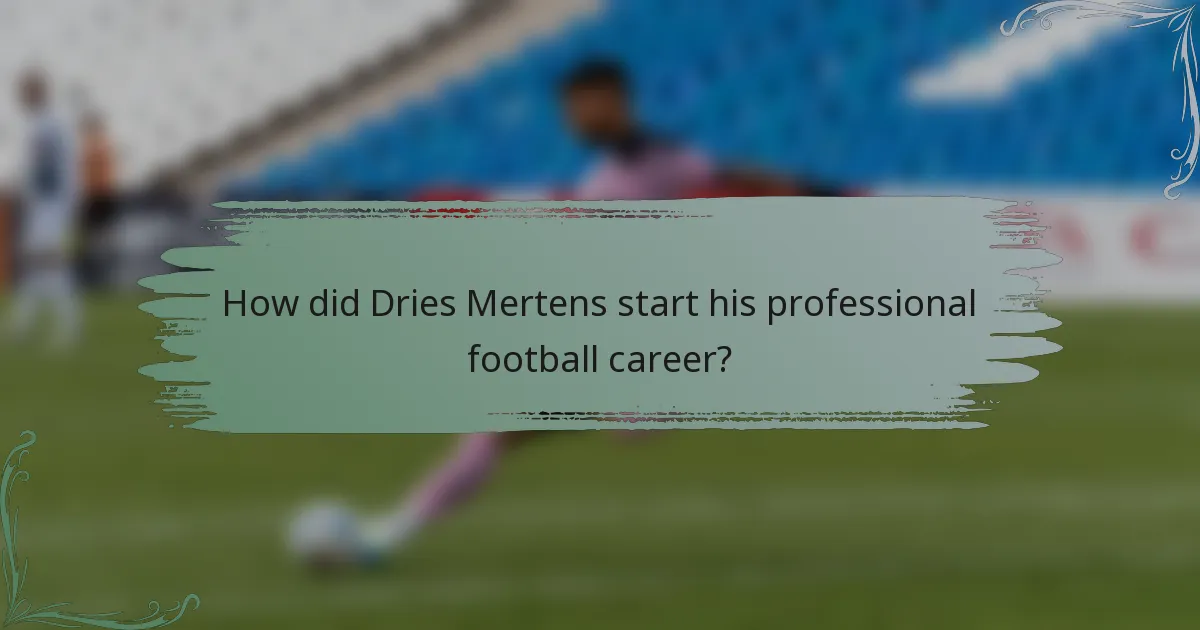 How did Dries Mertens start his professional football career?